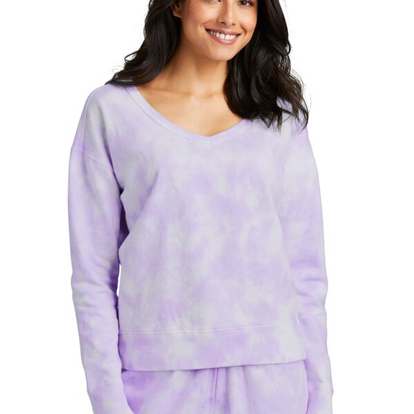 Ladies Beach Wash ® Cloud Tie Dye V Neck Sweatshirt Thumbnail