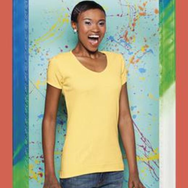 District® - Juniors 1x1 Rib V-Neck Tee. DT234V  Thumbnail